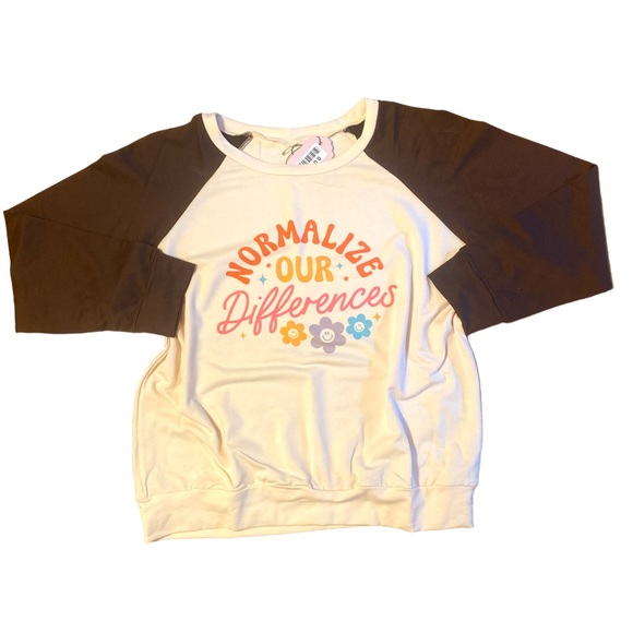 Normalize differences mental health raglan pullover sweatshirt oversized medium - Picture 6 of 10